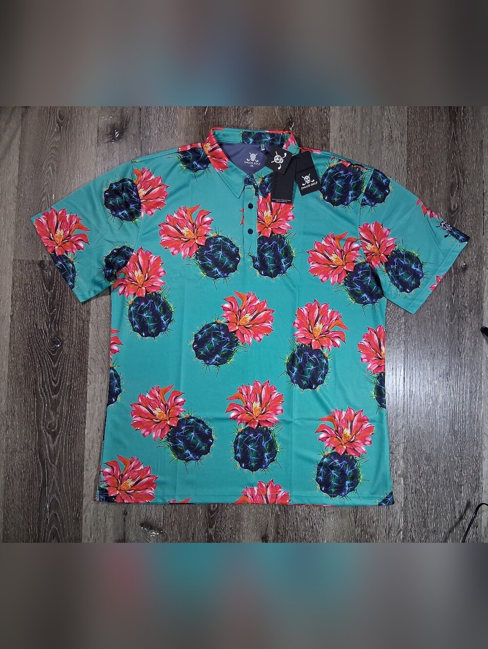 Chuco Golf Green Cactus Short Sleeve Polo Shirt 2XL